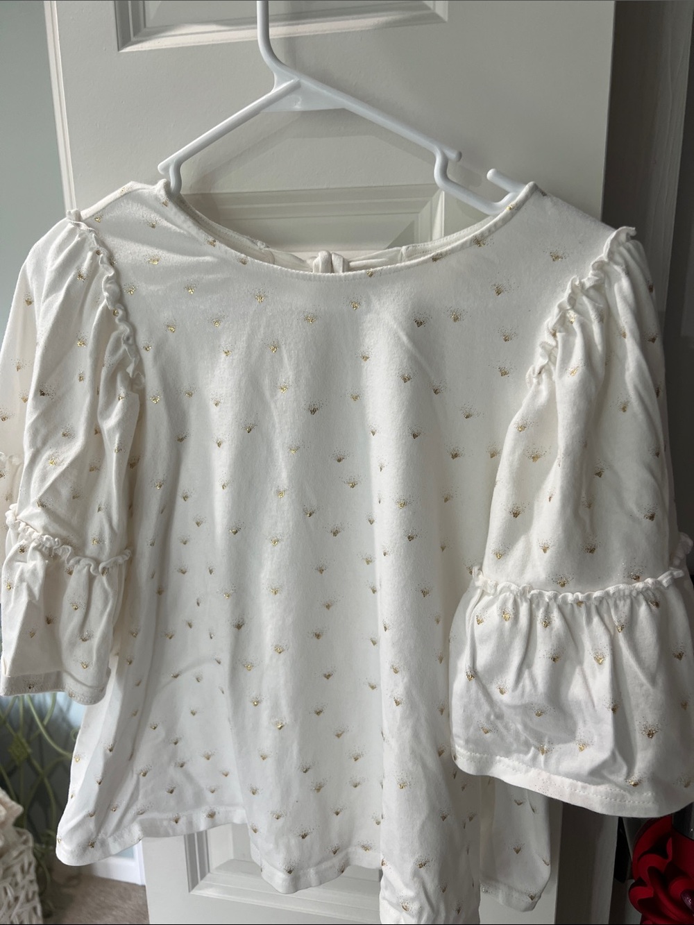Altar'd State White Blouse with Gold Glitter